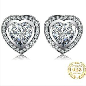 925 Sterling Silver CZ Heart Lover Stud Earrings